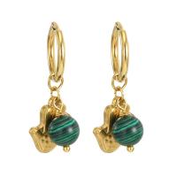 Stainless Steel Drop Earring 304 Stainless Steel with Natural Stone Hand 18K gold plated fashion jewelry & for woman 47mm Sold By Lot
