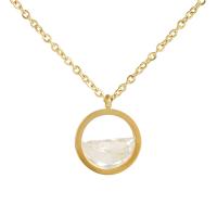 Stainless Steel Jewelry Necklace, 304 Stainless Steel, with 2inch extender chain, Donut, 18K gold plated, cross chain & micro pave cubic zirconia & for woman & hollow, 13mm, Length:Approx 17.72 Inch, 5PCs/Lot, Sold By Lot