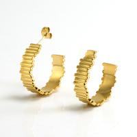 Boucle d'oreille Acier Titane, Plaqué d'or 18K, bijoux de mode & pour femme, 25x8mm, 5pairescouple/lot, Vendu par lot