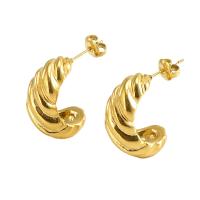 Stainless Steel Stud Earrings, 304 Stainless Steel, Horn, 18K gold plated, fashion jewelry & for woman, 24x11mm, 5Pairs/Lot, Sold By Lot