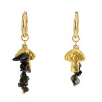 Stainless Steel Drop Earring 304 Stainless Steel with Natural Stone mushroom 18K gold plated fashion jewelry & for woman 48mm Sold By Lot