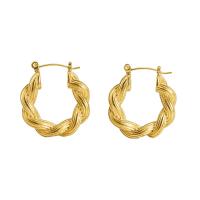 Boucle d'oreille Acier Titane, Plaqué d'or 18K, bijoux de mode & pour femme, 24x26mm, 5pairescouple/lot, Vendu par lot