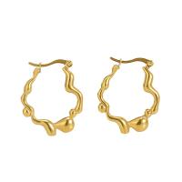 Titanium Steel  Earring, irregular, 18K gold plated, fashion jewelry & for woman, 26x32mm, 5Pairs/Lot, Sold By Lot