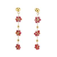 Titanium Steel  Earring with Crystal Flower 18K gold plated Bohemian style & for woman Sold By Lot