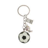Bag Purse Charms Keyrings Keychains, Glass, with Tibetan Style, Football, platinum color plated, portable & Unisex, 85x25mm, Sold By PC