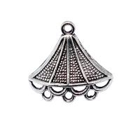 Tibetan Style Connector, Fan, antique silver color plated, vintage & DIY & 1/3 loop, nickel, lead & cadmium free, 17x18mm, Sold By PC