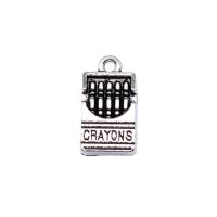 Tibetan Style Pendants, Rectangle, antique silver color plated, vintage & DIY, nickel, lead & cadmium free, 9x17mm, Sold By PC