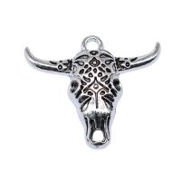 Tibetan Style Skull Pendants, antique silver color plated, vintage & DIY, nickel, lead & cadmium free, 25x29mm, Sold By PC