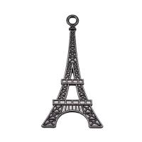 Colgantes de Aleación de Zinc, Torre Eiffel, pistola de color negro chapado, Vintage & Bricolaje, libre de níquel, plomo & cadmio, 36x70mm, Vendido por UD
