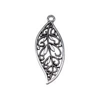 Tibetan Style Leaf Pendants, antique silver color plated, vintage & DIY & hollow, nickel, lead & cadmium free, 17x43mm, Sold By PC