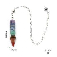 Rainbow Stone Pendulum with Zinc Alloy Conical silver color plated Unisex mixed colors Length Approx 31 cm Sold By PC