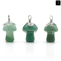 Gemstone Pendants Jewelry Natural Stone with Brass mushroom silver color plated & Unisex Sold By PC