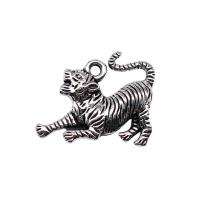 Pendentifs animaux en alliage de zinc, tigre, Plaqué de couleur d'argent, Vintage & DIY, protéger l'environnement, sans nickel, plomb et cadmium, 18x23mm, Vendu par PC