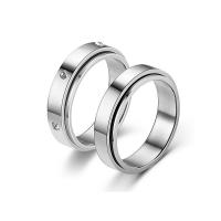 Titanium Steel Finger Ring, Unisex & different size for choice & different styles for choice, silver color, 6mm, Sold By PC