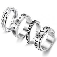 Titanium Steel Finger Ring Carved Unisex  silver color Sold By PC