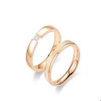 Пара кольца перста, титан, плакированный цветом розового золота, Мужская & разный размер для выбора & разные стили для выбора, под розовое золото, 4x2mm, продается PC