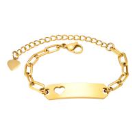 304 rustfrit stål Børn Bracelet, med 1.97inch extender kæde, mode smykker & for børn & forskellige stilarter for valg, flere farver til valg, 30.80x7.60mm, Solgt Per Ca. 4.72 inch Strand