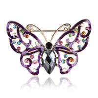 Crystal Brooch Zinc Alloy with Crystal Butterfly plated fashion jewelry & for woman & enamel nickel lead & cadmium free Sold By PC