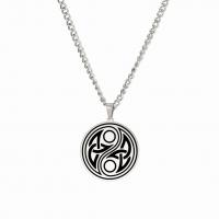 Stainless Steel Jewelry Necklace 304 Stainless Steel Flat Round Vacuum Ion Plating fashion jewelry & laser pattern & Unisex Length 60 cm Sold By PC