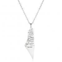 Stainless Steel Jewelry Necklace, 304 Stainless Steel, with 5cm extender chain, Map, Vacuum Ion Plating, fashion jewelry & laser pattern & Unisex, more colors for choice, 14.90x49mm, Length:45 cm, Sold By PC