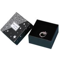 Κοσμήματα Gift Box, Χαρτόνι, με Χαλκός εκτύπωση χαρτιού, με μοτίβο αστέρι & διαφορετικό μέγεθος για την επιλογή, μαύρος, Sold Με PC