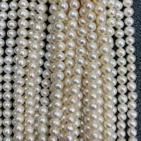 Naturel d'eau douce perles, perle d'eau douce cultivée, Rond, DIY, blanc, 5-6mm, Vendu par Environ 15 pouce brin