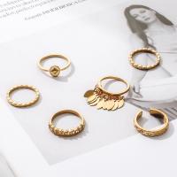 Cink Alloy Ring Set, Cink ötvözet, arany színű aranyozott, 6 darab & divat ékszerek & a nő & strasszos, nikkel, ólom és kadmium mentes, Által értékesített Set