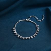 Bracelet de cheville en alliage de zinc, avec 3.23inch chaînes de rallonge, bijoux de mode & pour femme & avec strass, argent, protéger l'environnement, sans nickel, plomb et cadmium, Longueur:Environ 7.95 pouce, Vendu par PC