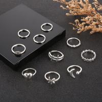 Zinc Alloy Ring Set antique silver color plated 10 pieces & fashion jewelry & for woman nickel lead & cadmium free Sold By Set