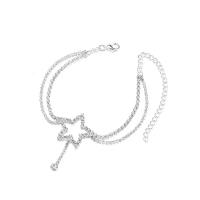 Tibetan Style Anklet, with 3.82inch extender chain, silver color plated, fashion jewelry & for woman & with rhinestone, nickel, lead & cadmium free, Length:Approx 7.28 Inch, Sold By PC