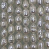 Perlas Arroz Freshwater, Perlas cultivadas de agua dulce, Bricolaje, Blanco, 6-7mm, Vendido para aproximado 15 Inch Sarta