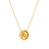 Stainless Steel Jewelry Necklace, 304 Stainless Steel, with 2.36inch extender chain, Gear Wheel, Vacuum Ion Plating, fashion jewelry & for woman & hollow, golden, 14mm, Length:Approx 16.14 Inch, Sold By PC