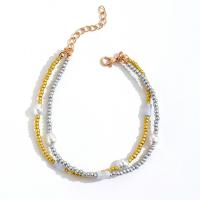 Fashion Jewelry Anklet, Seedbead, with Plastic Pearl & Tibetan Style, with 1.97inch extender chain, for woman, Length:Approx 8.66 Inch, Sold By PC