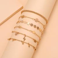 Tibetan Style Anklet, with 1.97inch extender chain, gold color plated, 6 pieces & fashion jewelry & for woman, nickel, lead & cadmium free, Length:Approx 7.87 Inch, Sold By Set