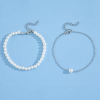 Tibetan Style Anklet, Plastic Pearl, with Tibetan Style, with 1.97inch extender chain, 2 pieces & fashion jewelry & for woman, Length:Approx 8.66 Inch, Approx 8.27 Inch, Sold By Set