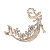Rhinestone Brooch, Tibetan Style, Mermaid, plated, for woman & with rhinestone, more colors for choice, nickel, lead & cadmium free, 45x47mm, Sold By PC