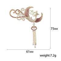 Cubic Zirconia Brooch Brass with Plastic Pearl Phoenix gold color plated micro pave cubic zirconia & for woman & enamel nickel lead & cadmium free Sold By PC