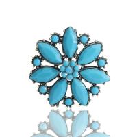 Rhinestone Brooch Zinc Alloy Flower gold color plated for woman & with rhinestone & hollow blue nickel lead & cadmium free Sold By PC