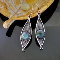 Natural Gemstone Earrings Zinc Alloy with Labradorite plated fashion jewelry & for woman nickel lead & cadmium free Sold By Pair