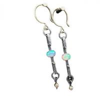 Natural Gemstone Earrings Zinc Alloy with Opal & Plastic Pearl plated vintage & for woman nickel lead & cadmium free Sold By Pair
