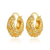 Cubic Zirconia Micro Pave Brass Earring 18K gold plated fashion jewelry & micro pave cubic zirconia & for woman golden nickel lead & cadmium free Sold By Pair