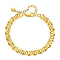 laiton bracelet, avec 2.36inch chaînes de rallonge, Plaqué or 18K, bijoux de mode & pour femme, doré, protéger l'environnement, sans nickel, plomb et cadmium, Longueur:Environ 6.49 pouce, Vendu par PC