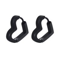 Stainless Steel Huggie Hoop Earring 304 Stainless Steel Heart Vacuum Ion Plating fashion jewelry & for woman black Sold By Pair