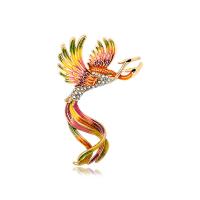 Enamel Brooch, Tibetan Style, Phoenix, fashion jewelry & for woman & with rhinestone, more colors for choice, nickel, lead & cadmium free, 45x70mm, Sold By PC