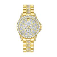 Women Wrist Watch Zinc Alloy with Glass Singaporean watch movement Life water resistant & for woman & with rhinestone plated Round 38mm Approx 20 cm  Sold By PC