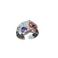 Кубический циркон микро проложить кольцо-латунь, Латунь, Платиновое покрытие платиновым цвет, инкрустированное микро кубического циркония & Женский, 23x25mm, 5ПК/Лот, продается Лот