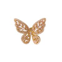 Zinc Alloy Finger Ring Butterfly plated adjustable & micro pave cubic zirconia & for woman Sold By Lot