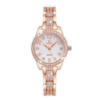 Women Wrist Watch Zinc Alloy with Glass Chinese watch movement Life water resistant & for woman & with rhinestone rose gold color plated Round Approx 21 cm  Sold By PC