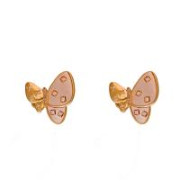 Cubic Zirconia Micro Pave Brass Earring Butterfly real gold plated micro pave cubic zirconia & for woman Sold By Lot