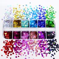 PET Sequin, Heart, DIY, mixed colors, 130x53x12mm, Sold By Box
